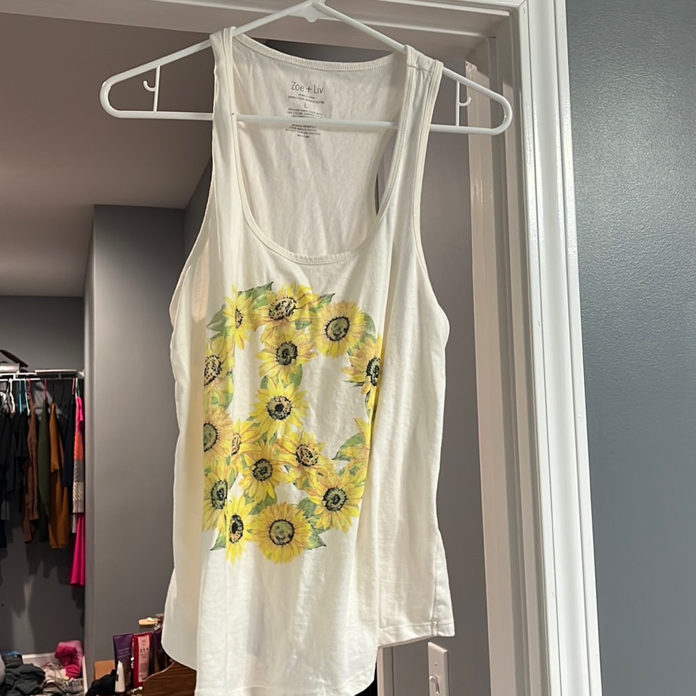 Sunflower peace sign tank